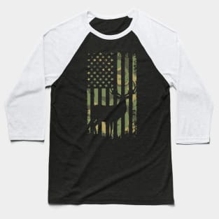 Camo Deer Hunting Flag Baseball T-Shirt